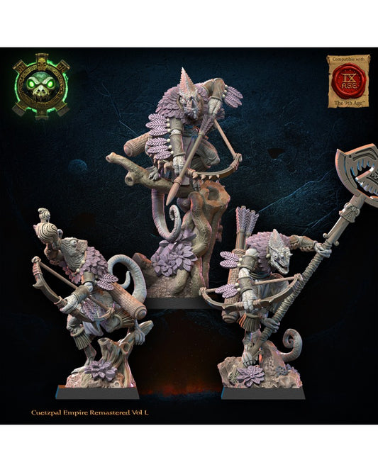Kuaxotl Unit with bows CG (x3) - Lizard-Men - TTRPG - Wargaming - Dungeons and Dragons