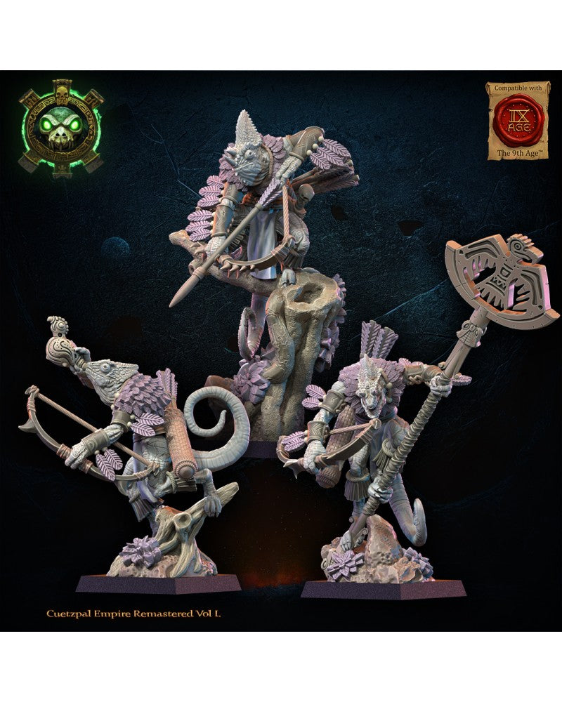 Kuaxotl Unit with bows CG (x3) - Lizard-Men - TTRPG - Wargaming - Dungeons and Dragons