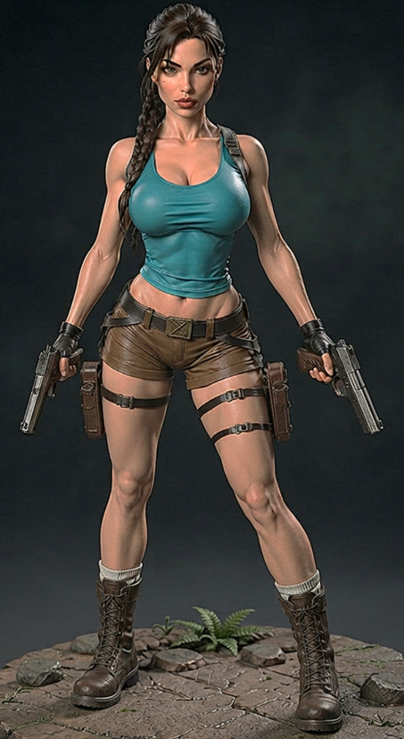Lara Croft Sculpture (75mm to 500mm) - Unassembled/Unpainted/3D Print