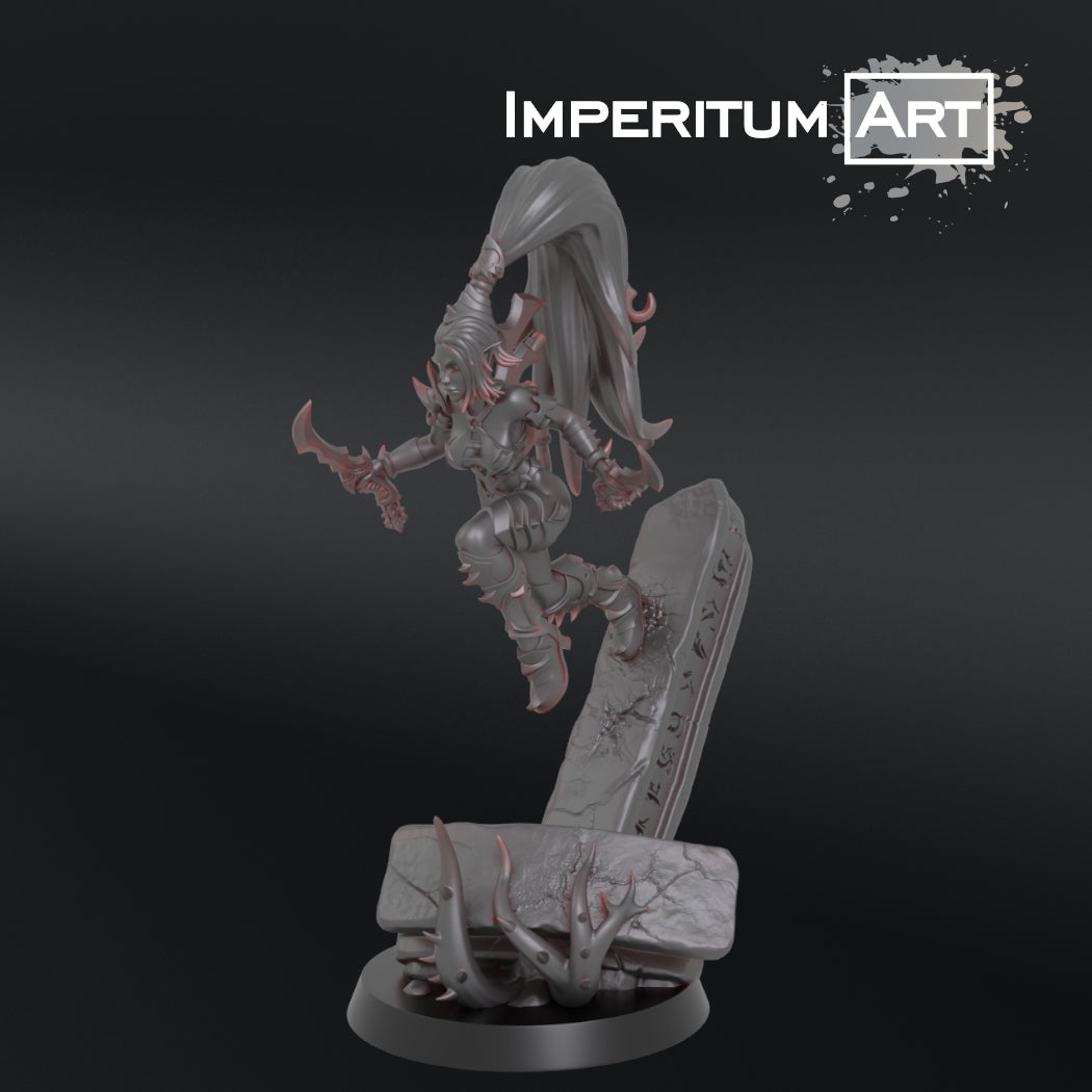 Liliya, The Master Gladiator -TTRPG/Wargaming/GrimDark/ Compatible with Warhammer 40K - by Imperium Art Miniatures- Tabletop RPG Miniature - Roleplaying 3D Printed Fantasy Mini