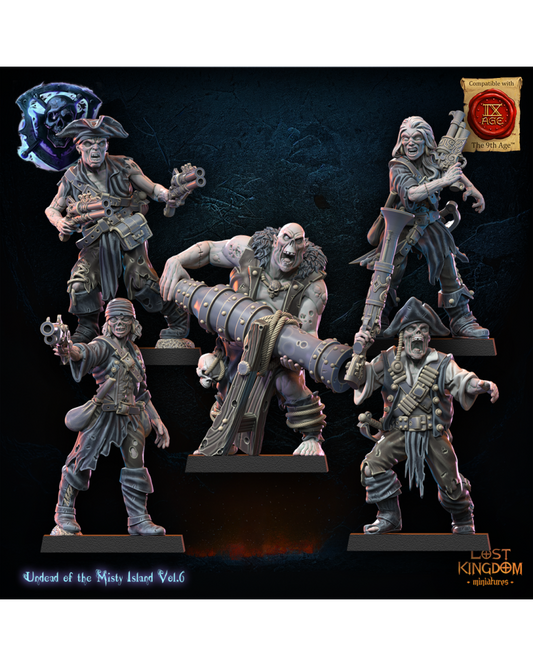 Misty Island Gunners (x10) - Undead Pirates - TTRPG - Wargaming - Dungeons and Dragons