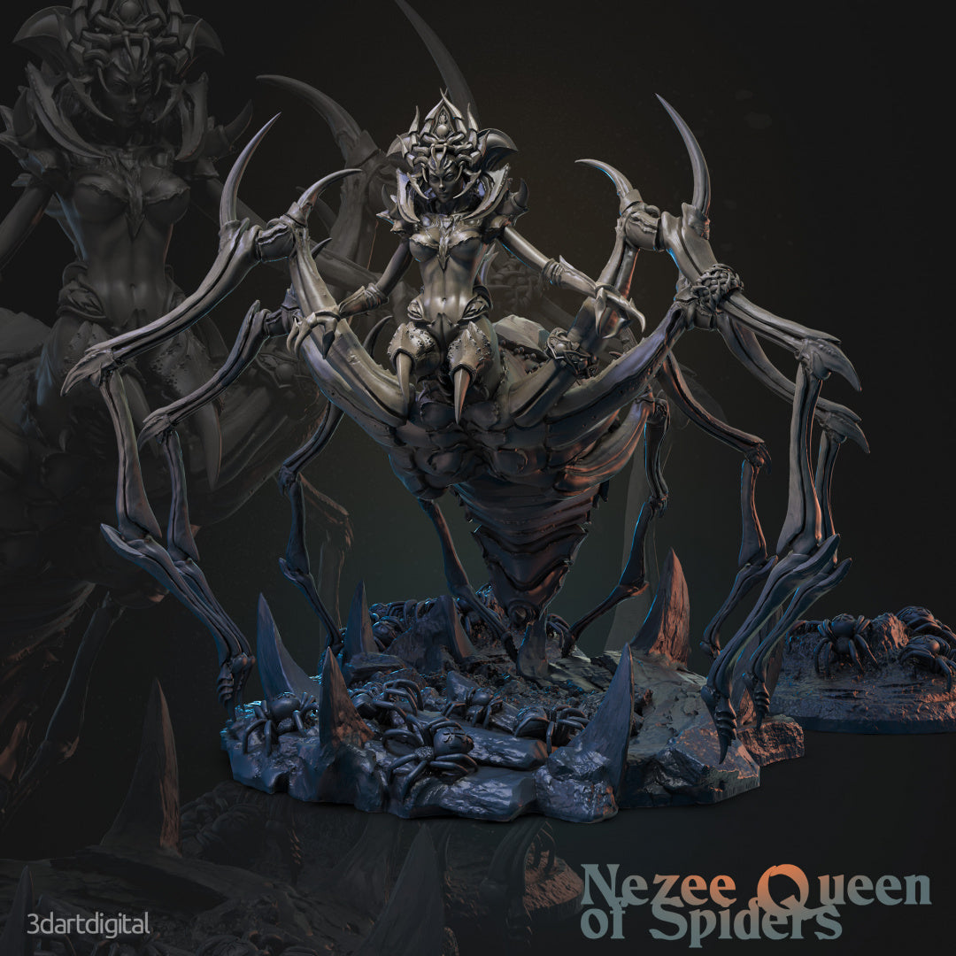 Dark Elf Drider - Nezee Queen of the Spiders - by 3dartDigital - Tabletop RPG Miniature - Roleplaying 3D Printed Fantasy Mini