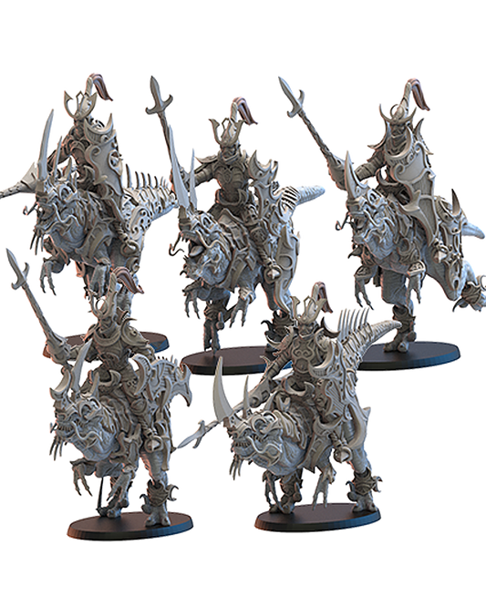 Nightfall Knights on Kyōryū (x5) - Night Elves - TTRPG - Wargaming - Dungeons and Dragons