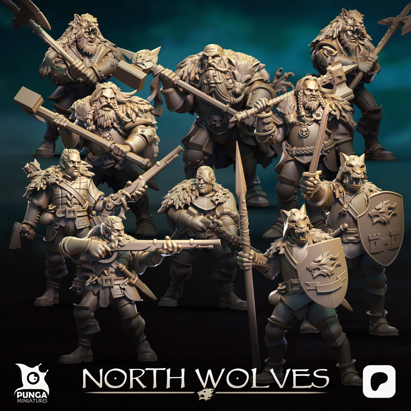 North Wolves Warband (x10) TTRPG - Wargaming - Mordheim - Dungeons and Dragons
