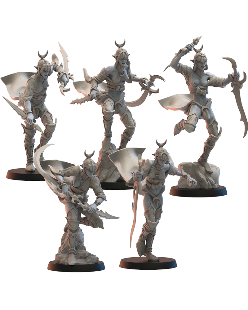 Onna Bugeisha Regiment (x5) Night Elves - TTRPG - Wargaming - Dungeons and Dragons