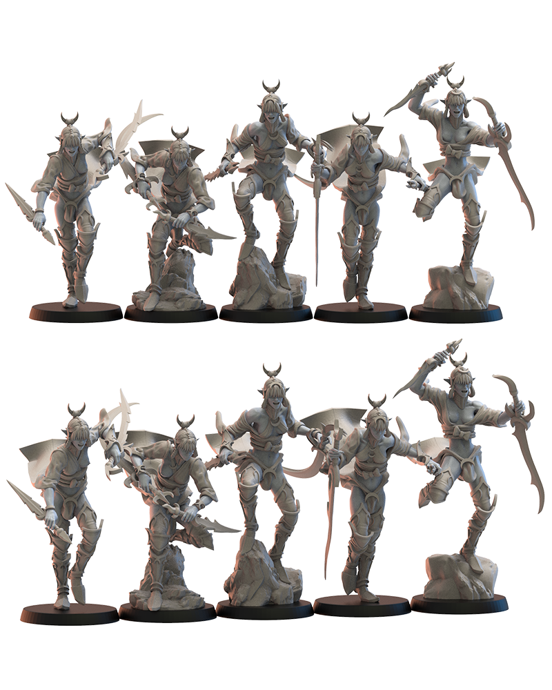 Onna Bugeisha Regiment (x5) Night Elves - TTRPG - Wargaming - Dungeons and Dragons