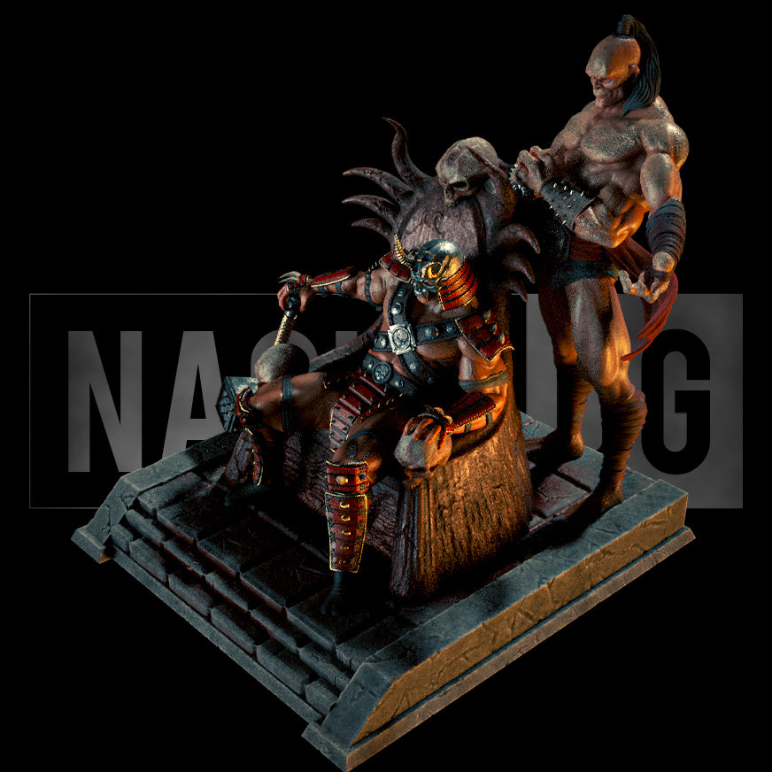 Shao Kahn and Goro Diorama (75mm to 500mm) - Unassembled/Unpainted/3D Print