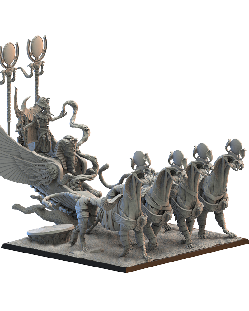 Pharaoh Akhenaten on Sta Chariot - Tomb Kings - Undead - TTRPG - Wargaming - Dungeons and Dragons
