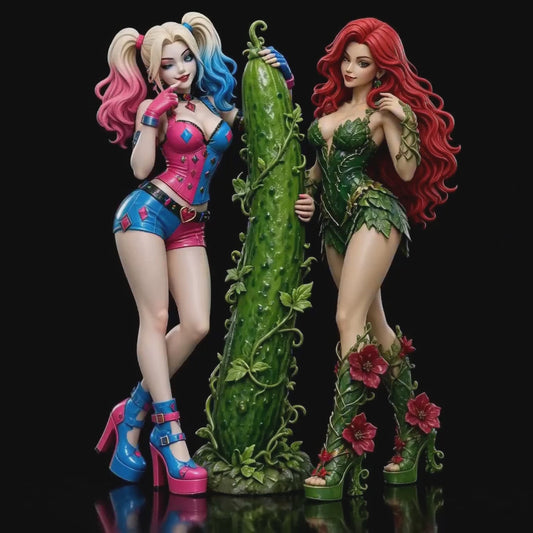 Sculpture de Harley Quinn et Poison Ivy (75 mm à 500 mm) - Non assemblée/Non peinte/Impression 3D