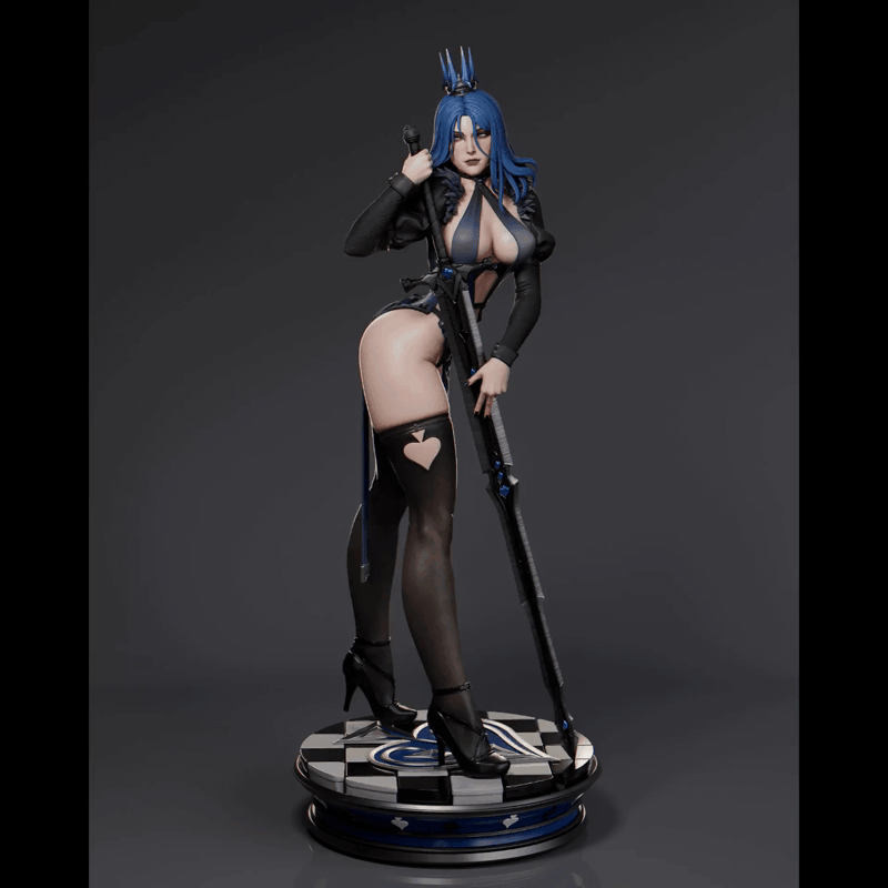 Queen of Spades Sculpture (75mm to 500mm) - Unassembled/Unpainted/3D Print