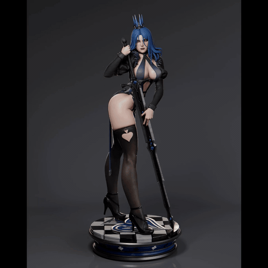Queen of Spades Sculpture (75mm to 500mm) - Unassembled/Unpainted/3D Print