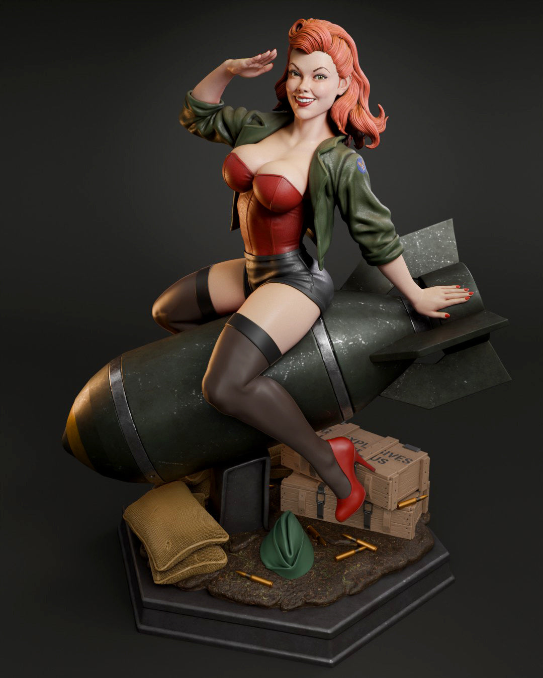 Air Force Bombshell Sculpture (75mm to 500mm) - Unassembled/Unpainted/3D Print
