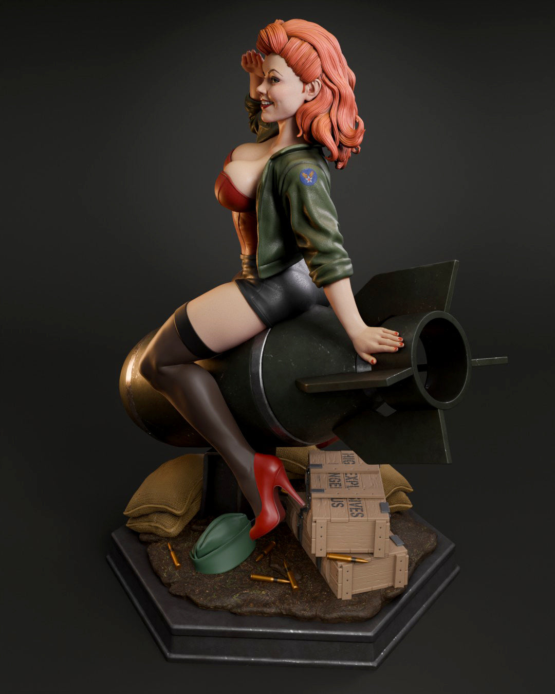 Air Force Bombshell Sculpture (75mm to 500mm) - Unassembled/Unpainted/3D Print