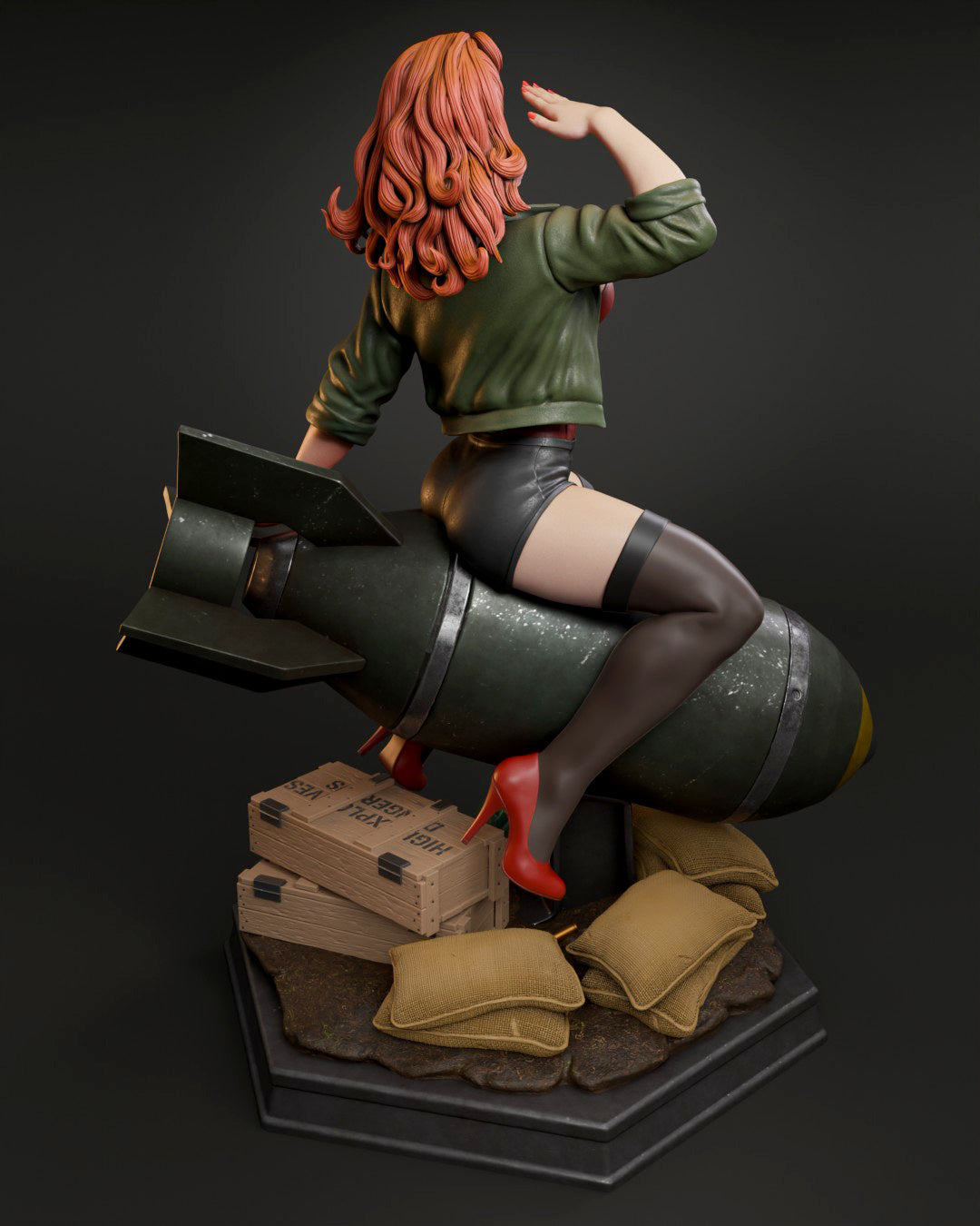 Air Force Bombshell Sculpture (75mm to 500mm) - Unassembled/Unpainted/3D Print