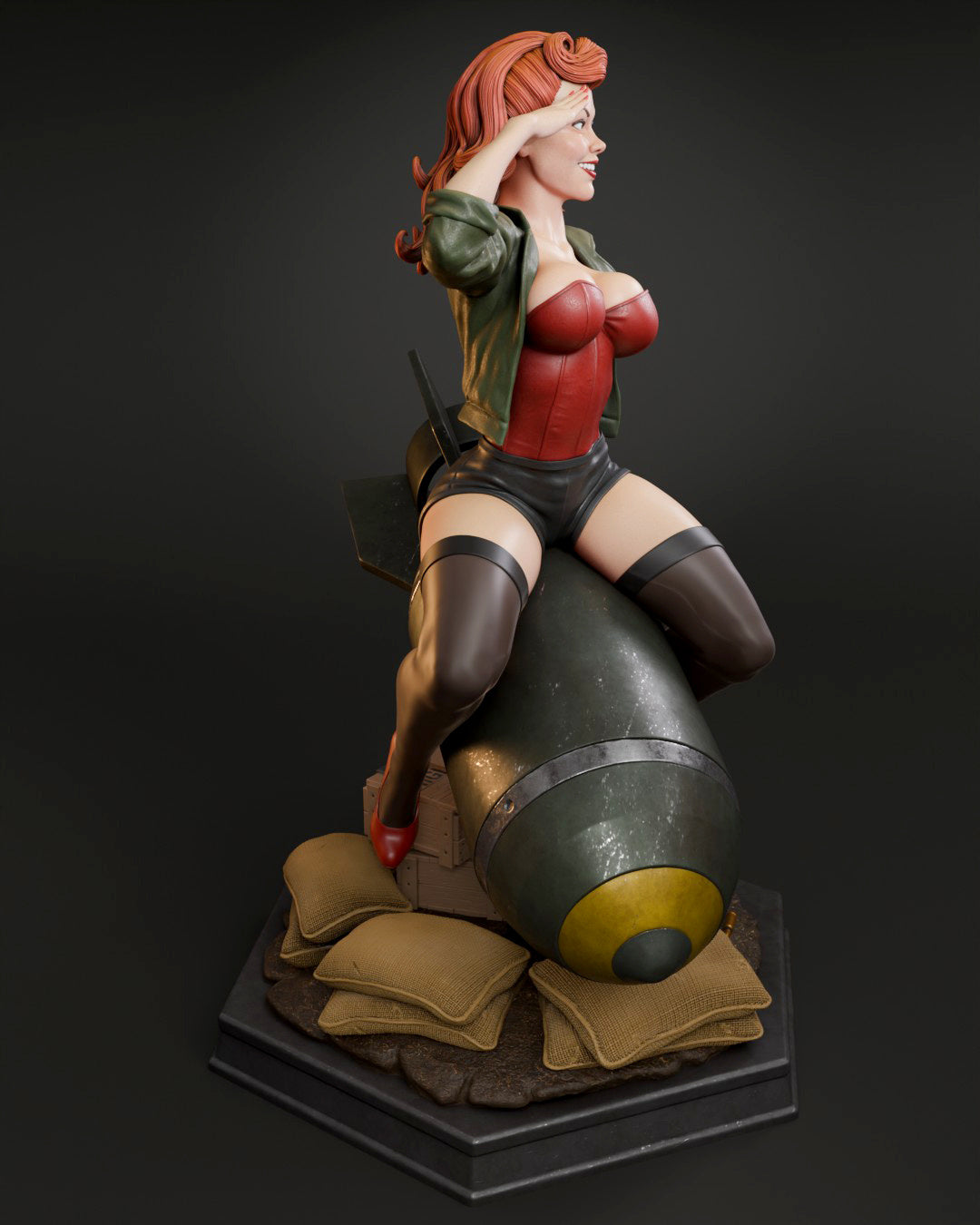 Air Force Bombshell Sculpture (75mm to 500mm) - Unassembled/Unpainted/3D Print