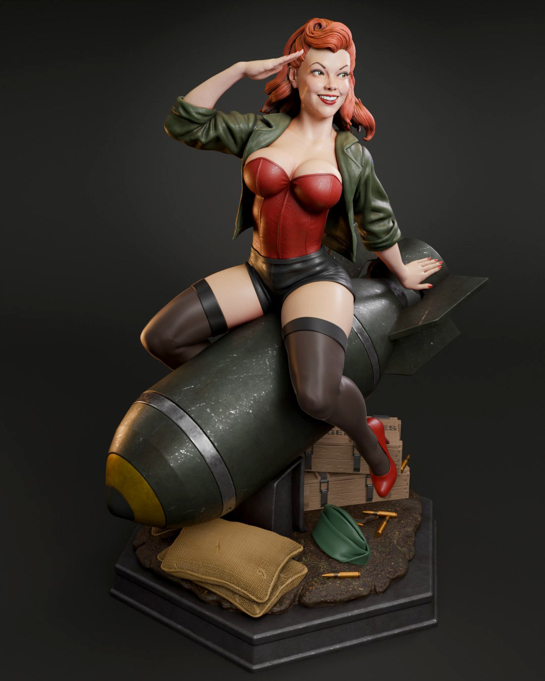 Air Force Bombshell Sculpture (75mm to 500mm) - Unassembled/Unpainted/3D Print