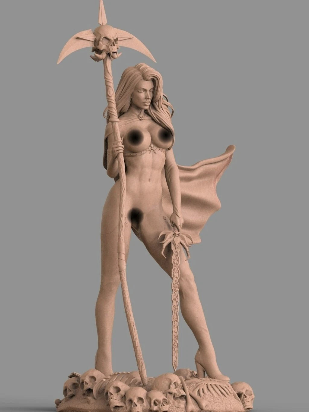 Lady Death NSFW Sculpture (300mm)/3D Printed/Unpainted/Unassembled - by CA_3DArt- Tabletop RPG Miniature - Roleplaying 3D Printed Fantasy Mini