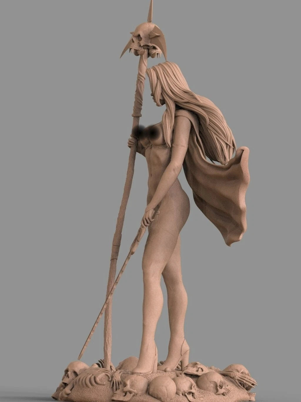 Lady Death NSFW Sculpture (300mm)/3D Printed/Unpainted/Unassembled - by CA_3DArt- Tabletop RPG Miniature - Roleplaying 3D Printed Fantasy Mini