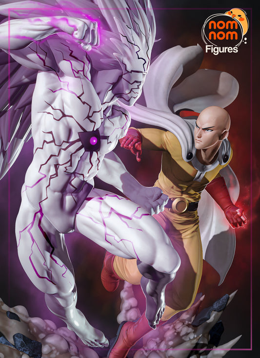 Saitama vs Boros One Punch Man Diorama - by Nom Nom- Tabletop RPG Miniature - Roleplaying 3D Printed Fantasy Mini