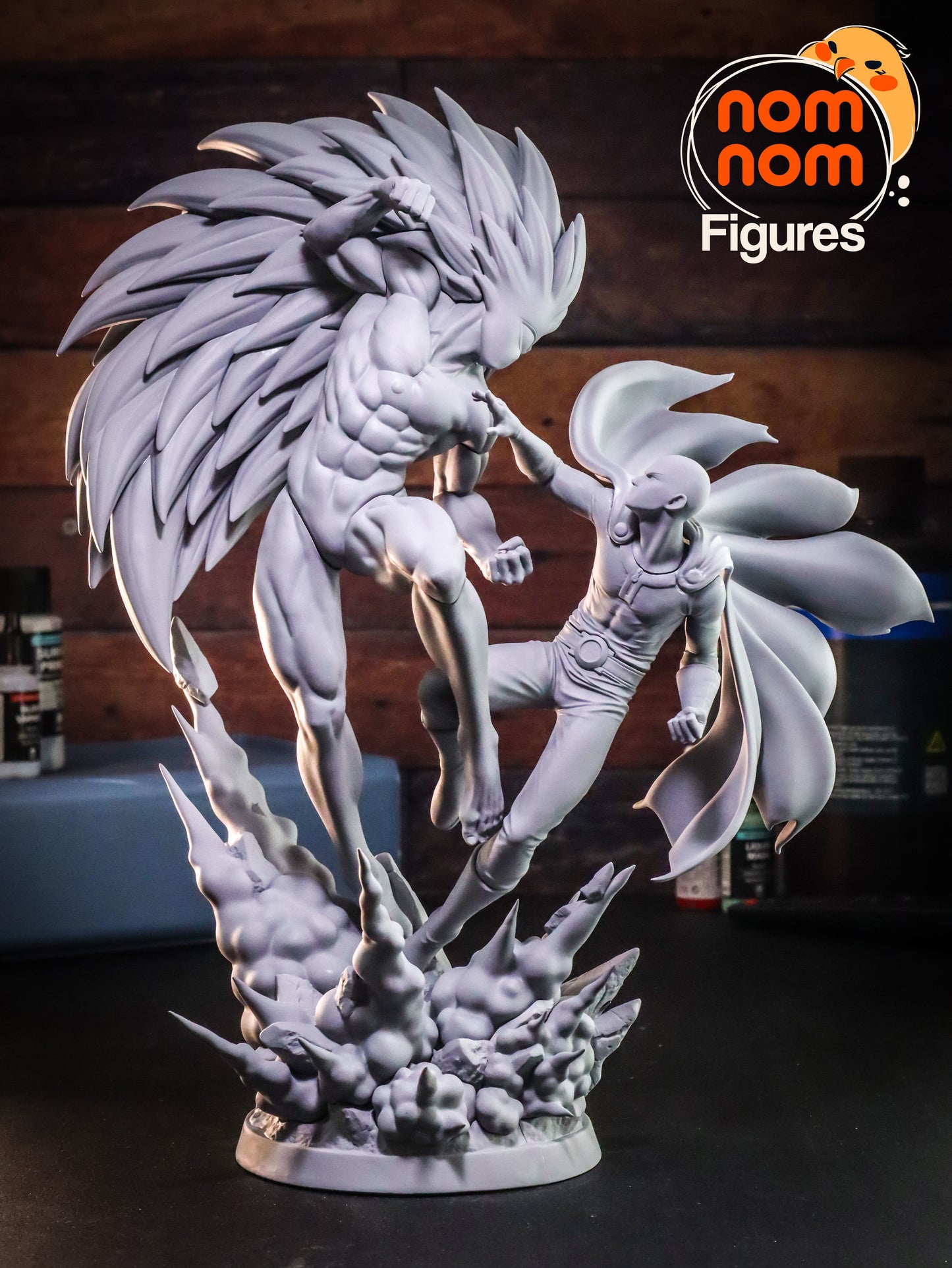 Saitama vs Boros One Punch Man Diorama - by Nom Nom- Tabletop RPG Miniature - Roleplaying 3D Printed Fantasy Mini