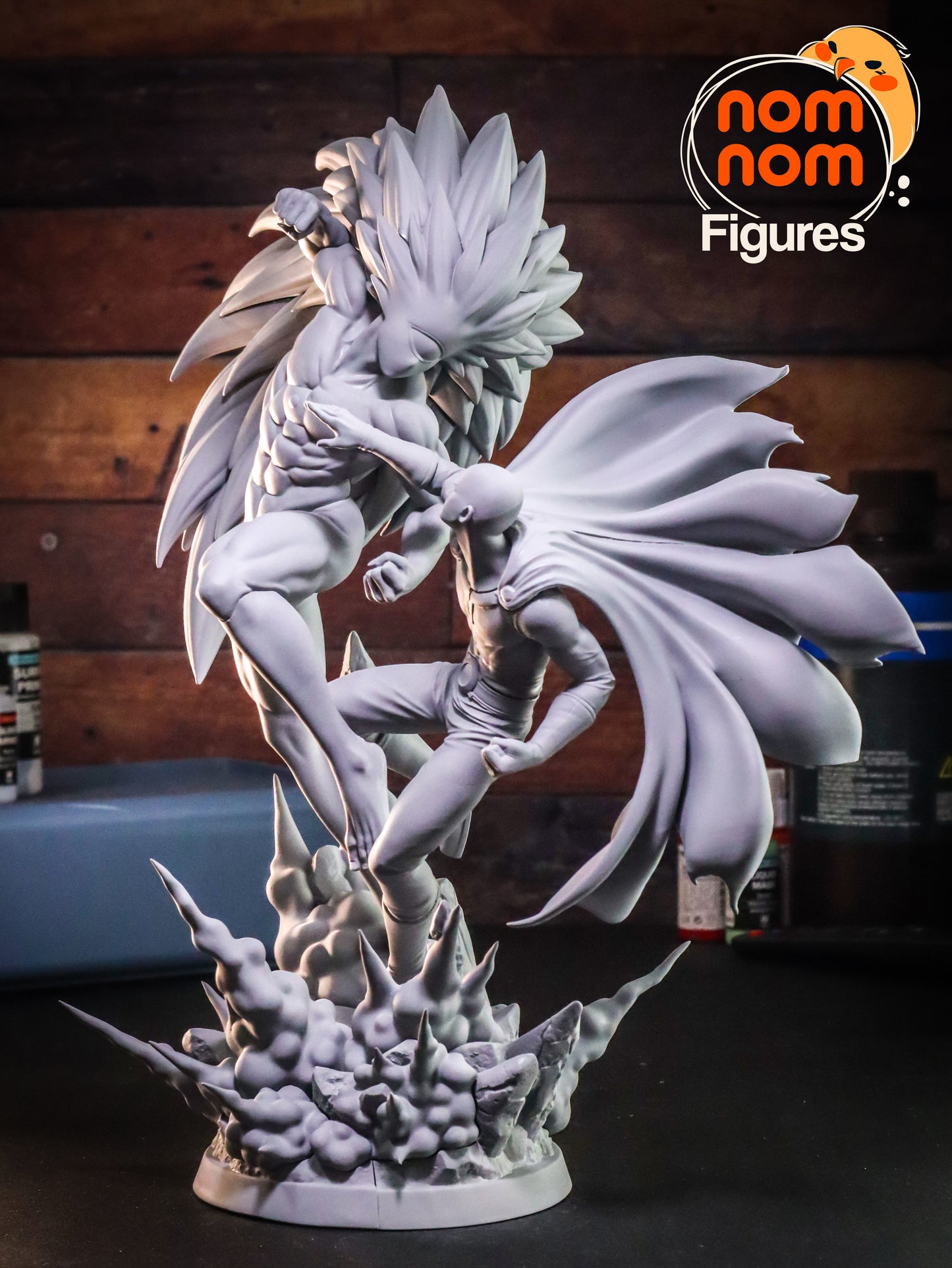 Saitama vs Boros One Punch Man Diorama - by Nom Nom- Tabletop RPG Miniature - Roleplaying 3D Printed Fantasy Mini