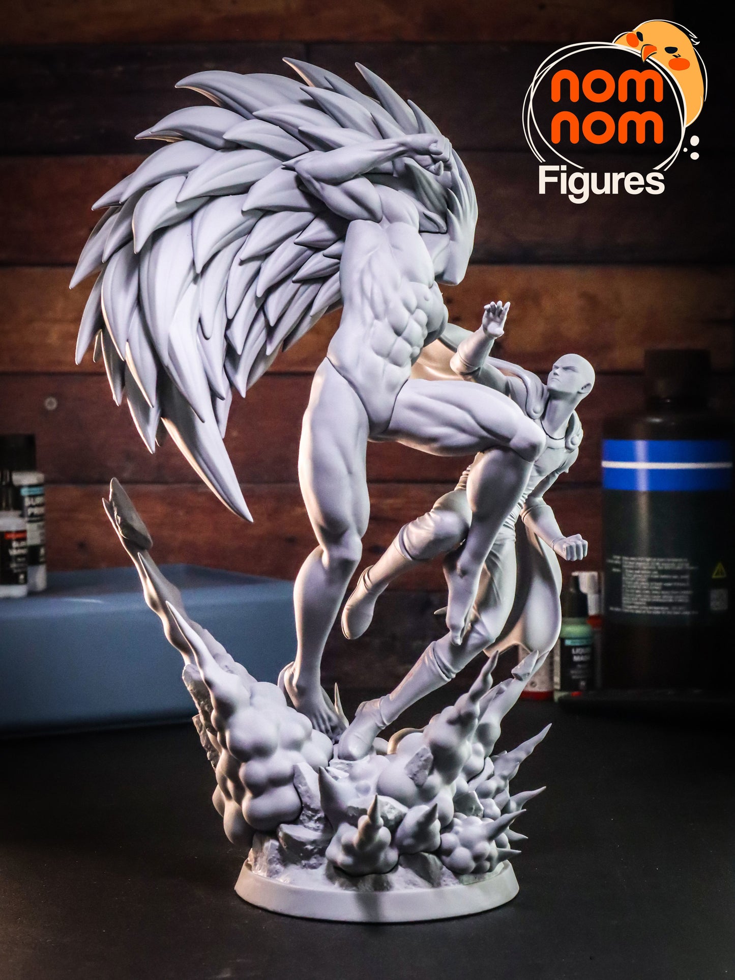 Saitama vs Boros One Punch Man Diorama - by Nom Nom- Tabletop RPG Miniature - Roleplaying 3D Printed Fantasy Mini