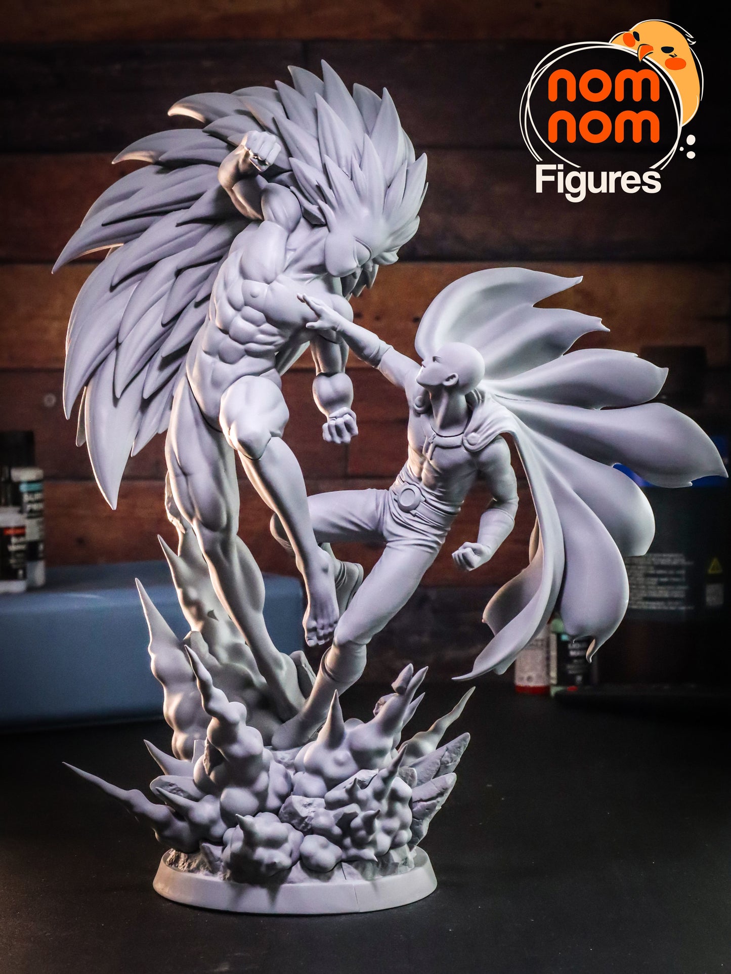 Saitama vs Boros One Punch Man Diorama - by Nom Nom- Tabletop RPG Miniature - Roleplaying 3D Printed Fantasy Mini