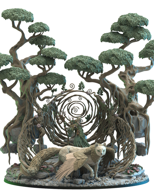 Saori, Ancient Druid with Nekokuro on Kodama Portal - Wood Elf - TTRPG - Wargaming - Dungeons and Dragons