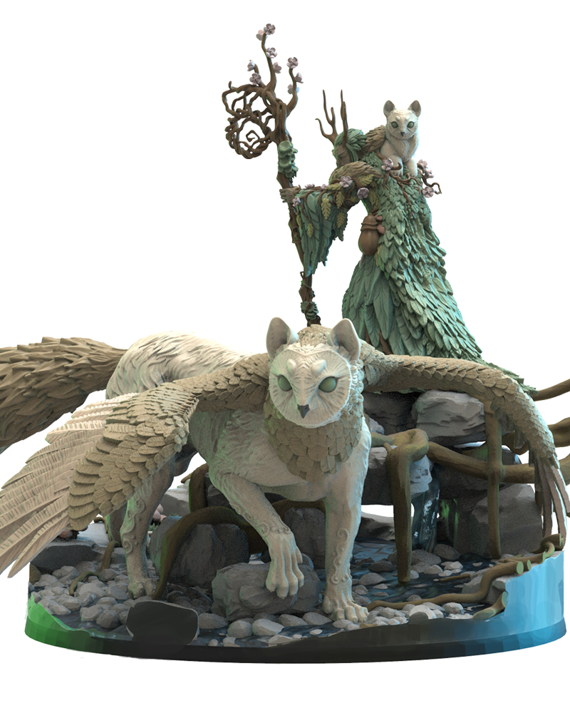 Saori, Ancient Druid with Nekokuro on Kodama Portal - Wood Elf - TTRPG - Wargaming - Dungeons and Dragons