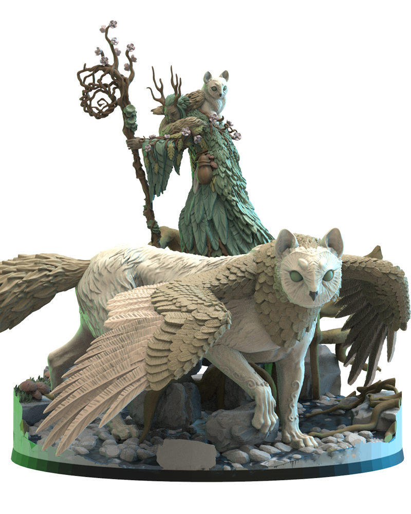 Saori, Ancient Druid with Nekokuro on Kodama Portal - Wood Elf - TTRPG - Wargaming - Dungeons and Dragons