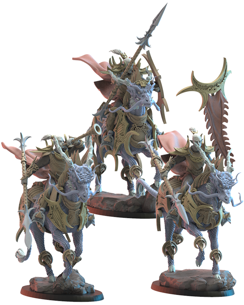 Chevaliers Shēdo sur Longma CG (x3) - Elfes de la nuit - JDR - Wargame - Donjons et Dragons