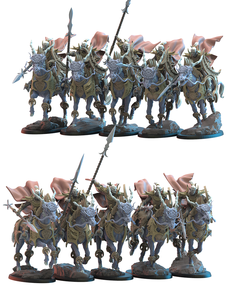 Shēdo Knights on Longma (x5) - Night Elves - TTRPG - Wargaming - Dungeons and Dragons