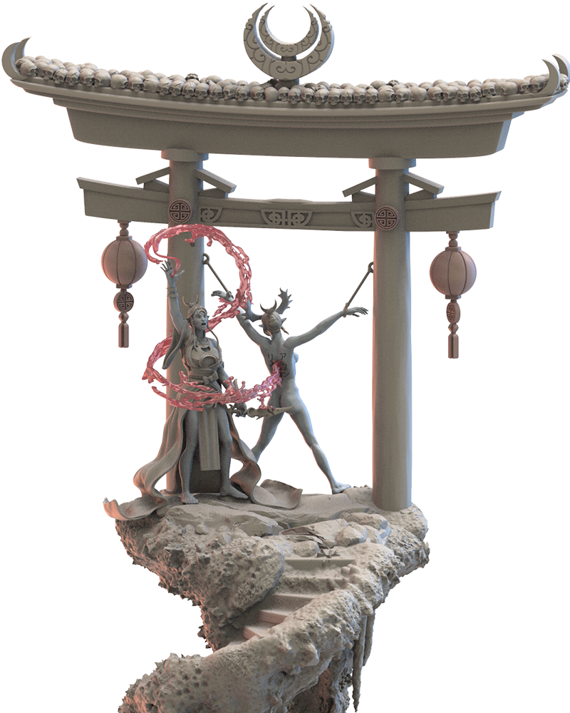 Shigeko, Miko on Sacrifice Stone - Night Elves - TTRPG - Wargaming - Dungeons and Dragons
