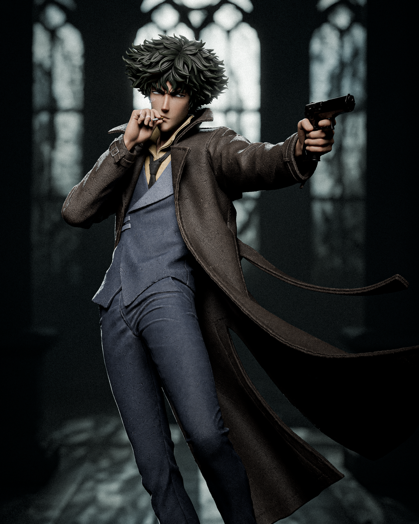 Spike Spiegel Sculpture (75mm to 500mm) - Unassembled/Unpainted/3D Print