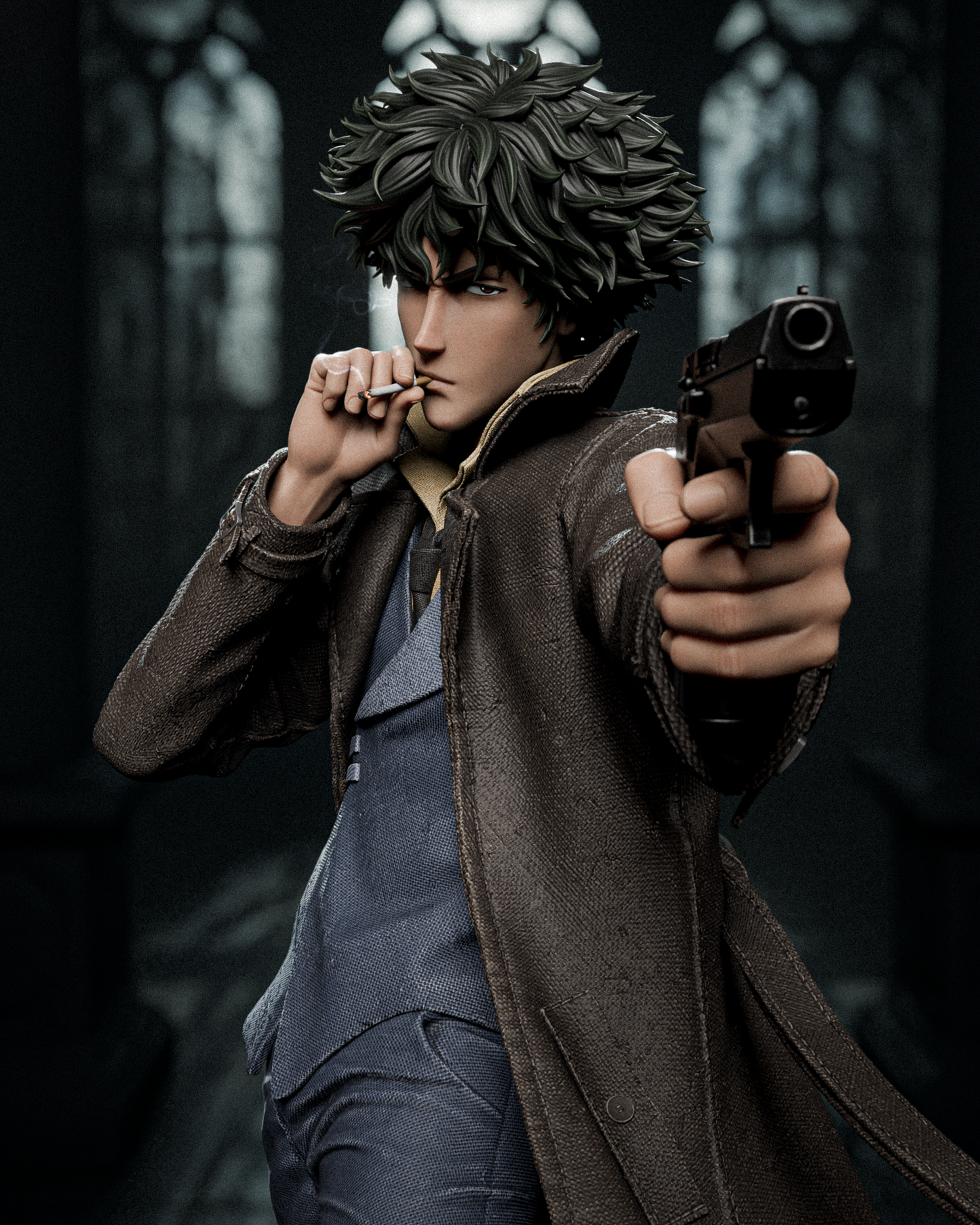 Spike Spiegel Sculpture (75mm to 500mm) - Unassembled/Unpainted/3D Print