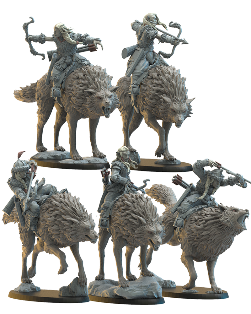 Steppe Riders on direwolf (x5) Hobgoblin - TTRPG - Wargaming - Dungeons and Dragons