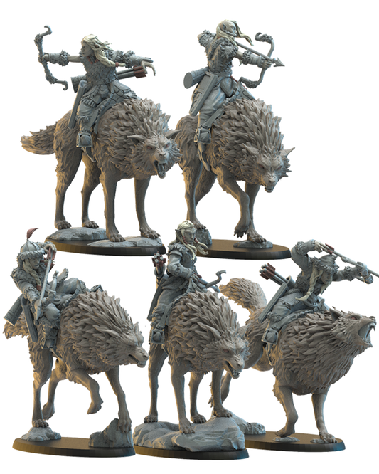 Steppe Riders on direwolf (x5) Hobgoblin - TTRPG - Wargaming - Dungeons and Dragons