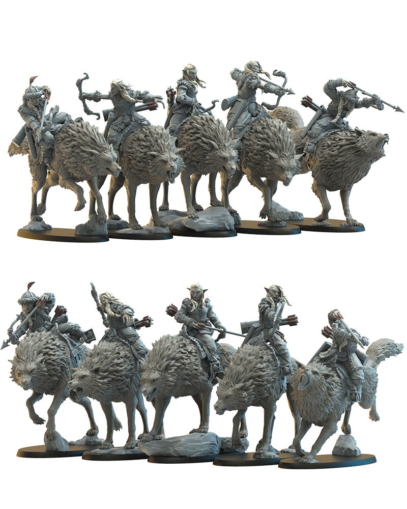 Steppe Riders on direwolf (x5) Hobgoblin - TTRPG - Wargaming - Dungeons and Dragons