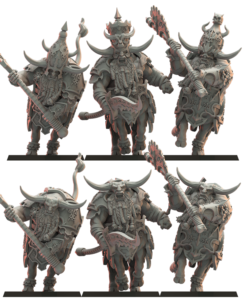 Taurukh Anointed (x3) - Bull Centaurs - TTRPG - Wargaming - Dungeons and Dragons