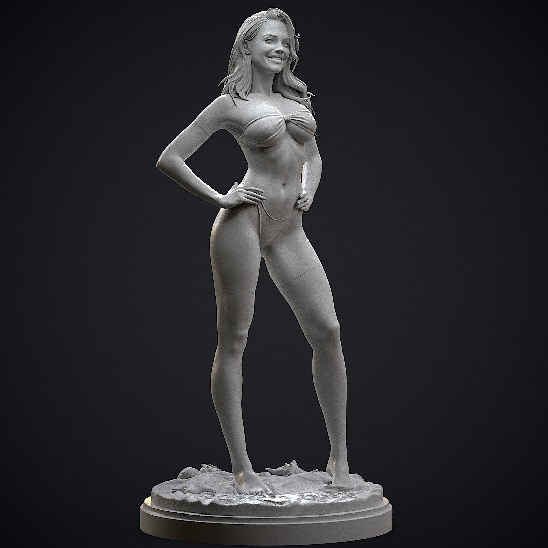 Bikini Girl Pin Up Sculpture (75mm to 500mm) - Unassembled/Unpainted/3D Print