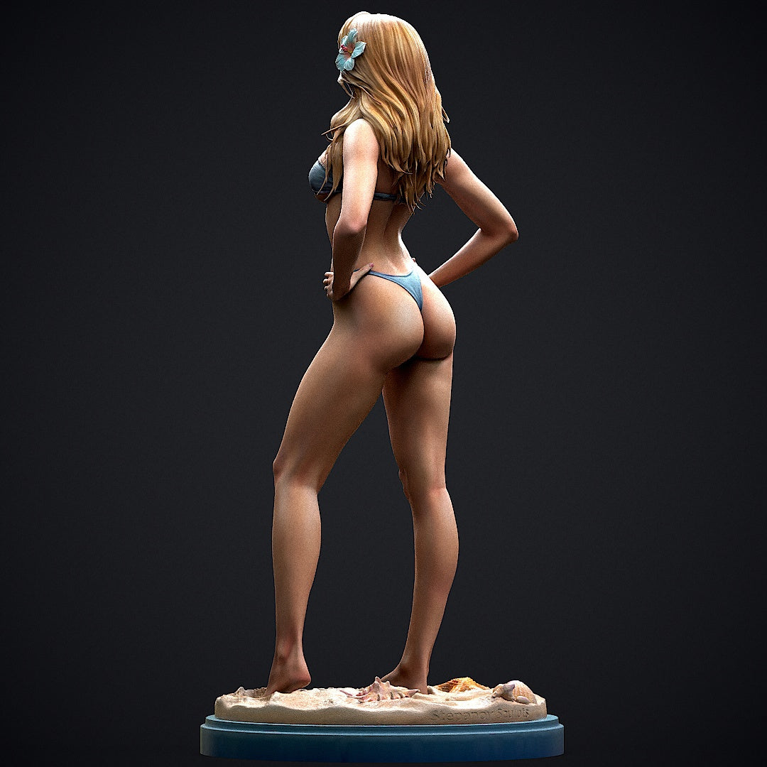 Bikini Girl Pin Up Sculpture (75mm to 500mm) - Unassembled/Unpainted/3D Print