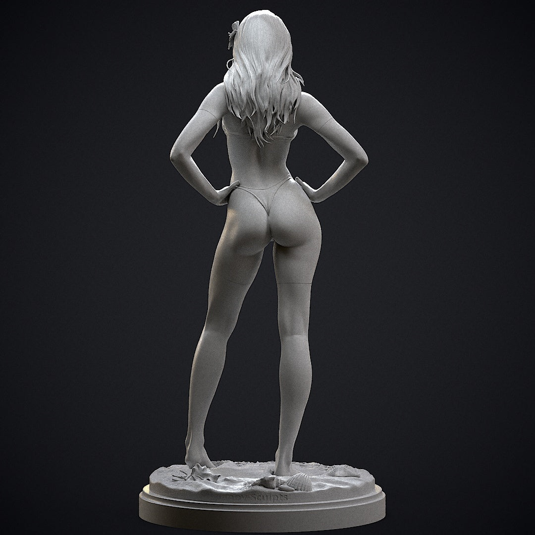 Bikini Girl Pin Up Sculpture (75mm to 500mm) - Unassembled/Unpainted/3D Print