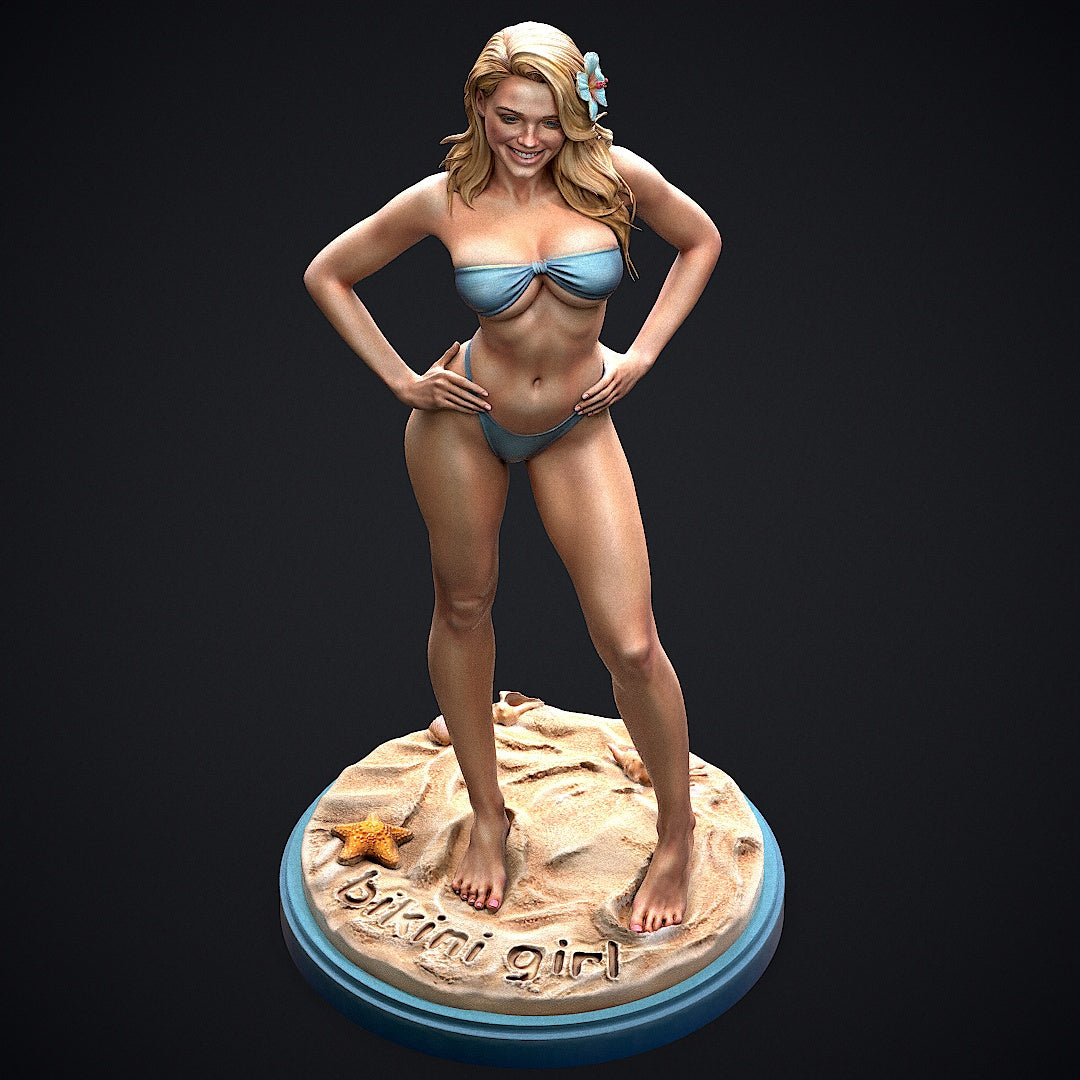 Bikini Girl Pin Up Sculpture (75mm to 500mm) - Unassembled/Unpainted/3D Print