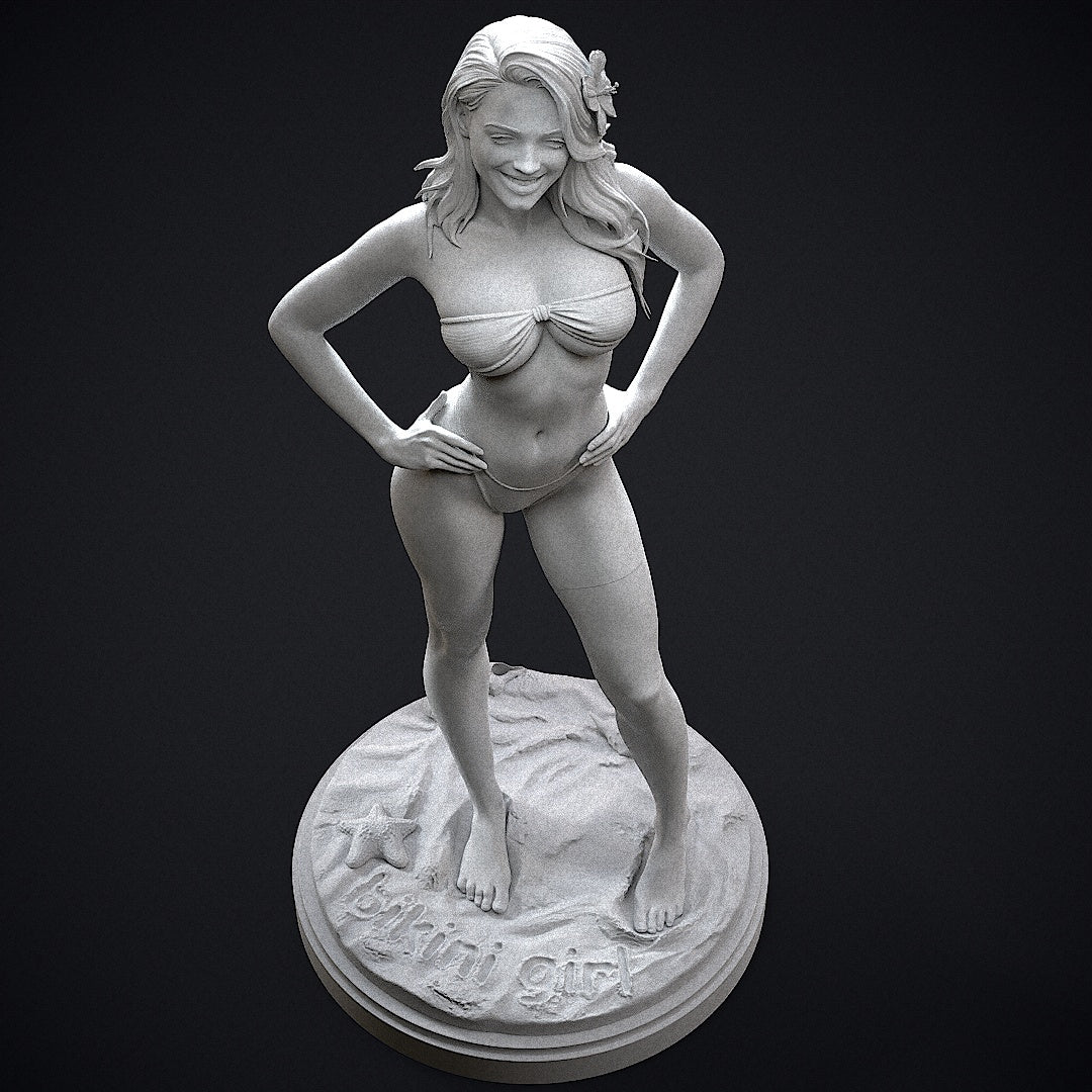 Bikini Girl Pin Up Sculpture (75mm to 500mm) - Unassembled/Unpainted/3D Print