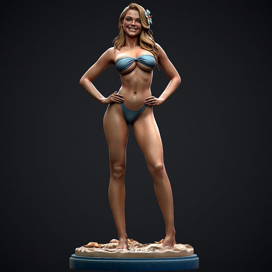 Bikini Girl Pin Up Sculpture (75mm to 500mm) - Unassembled/Unpainted/3D Print