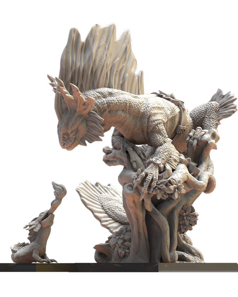 Tlemiahuatl and baby - Lizard-Men - TTRPG - Wargaming - Dungeons and Dragons