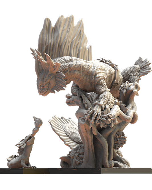 Tlemiahuatl and baby - Lizard-Men - TTRPG - Wargaming - Dungeons and Dragons
