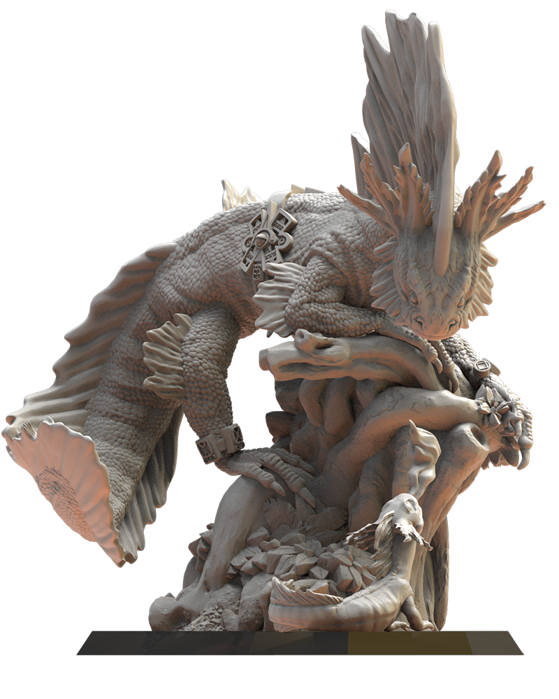Tlemiahuatl and baby - Lizard-Men - TTRPG - Wargaming - Dungeons and Dragons