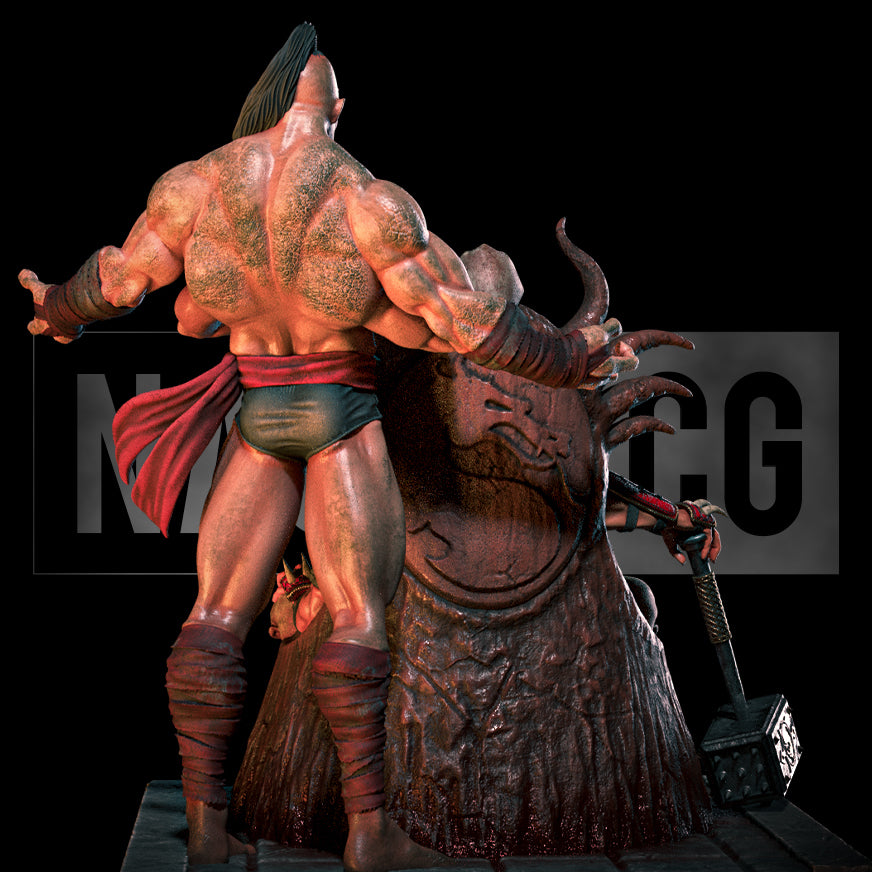 Shao Kahn and Goro Diorama (75mm to 500mm) - Unassembled/Unpainted/3D Print