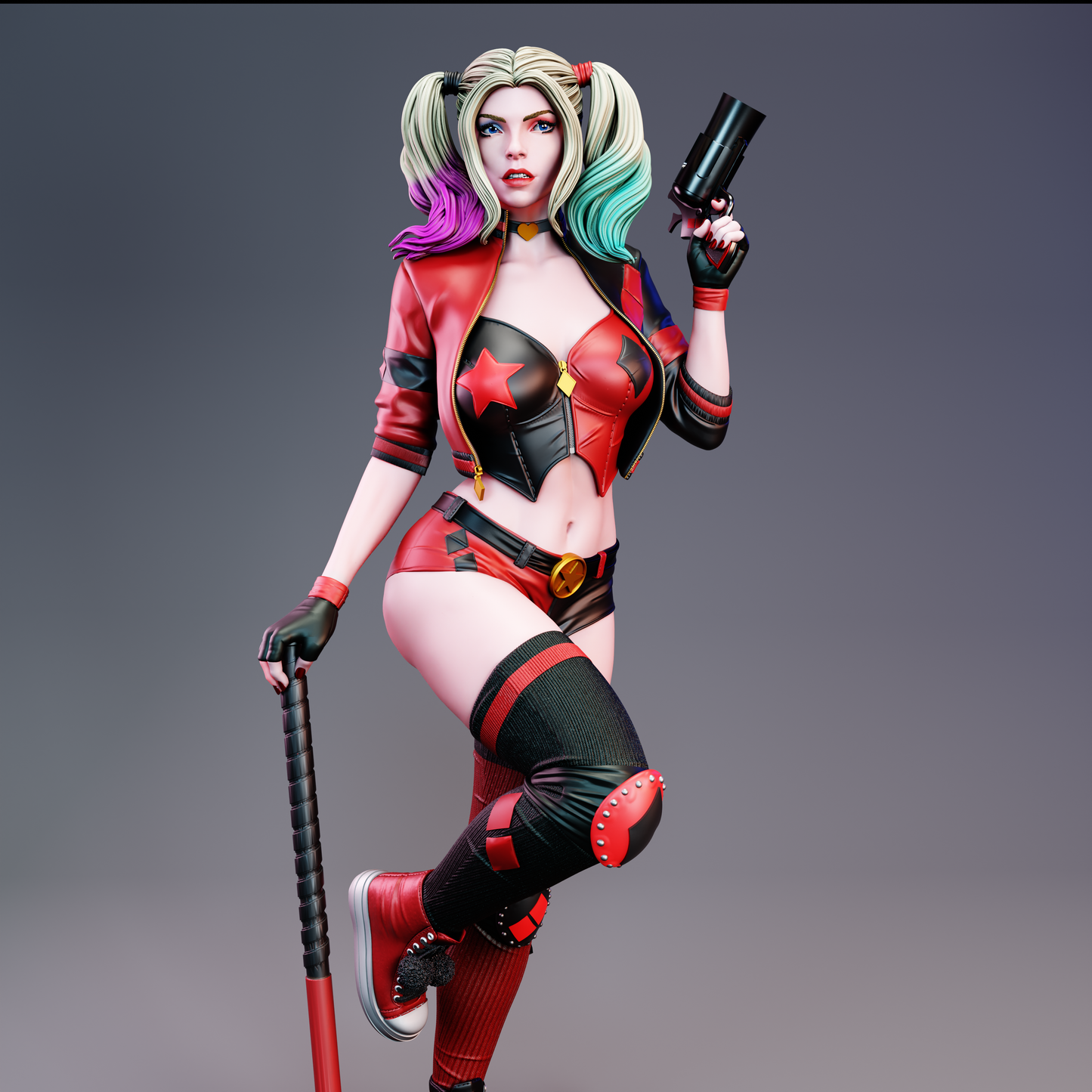 Harley Quinn Sculpture (75mm to 500mm) - Unassembled/Unpainted/3D Print